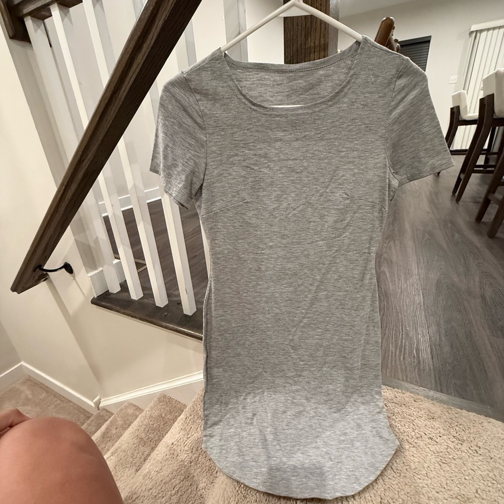 Gray Short Sleeve T-Shirt Dress